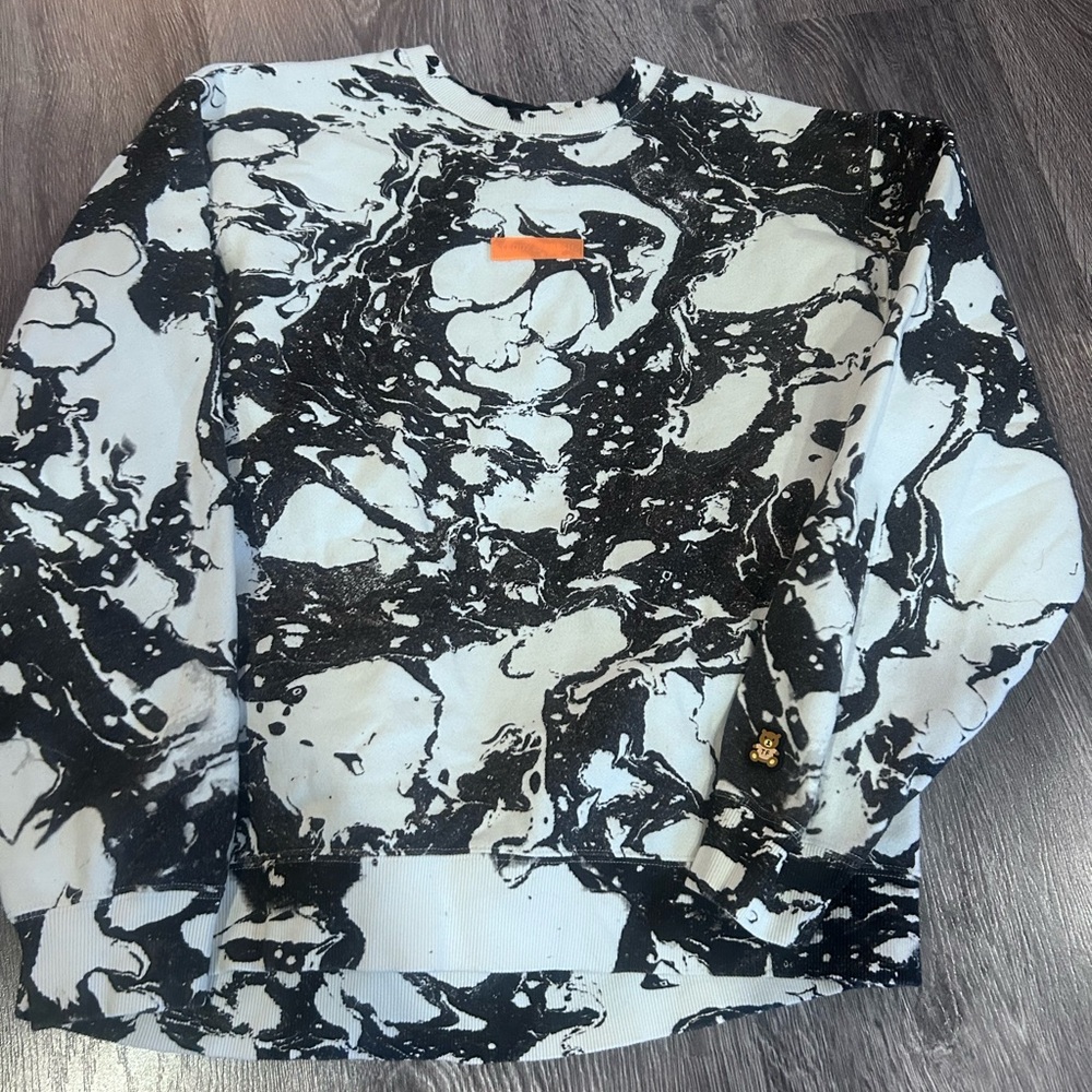 Teddy Fresh Black and White Marble Sweatshirt with Orange Accent